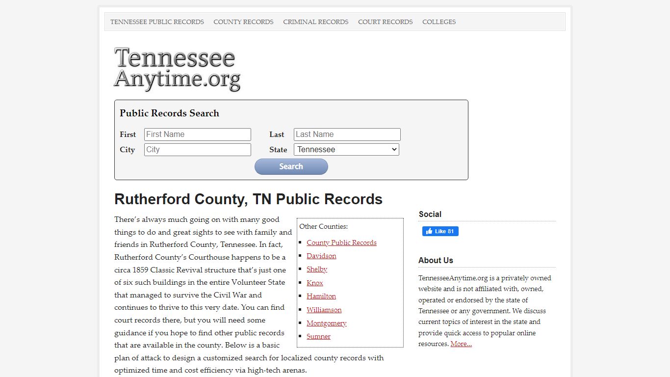 Rutherford County, TN Public Records