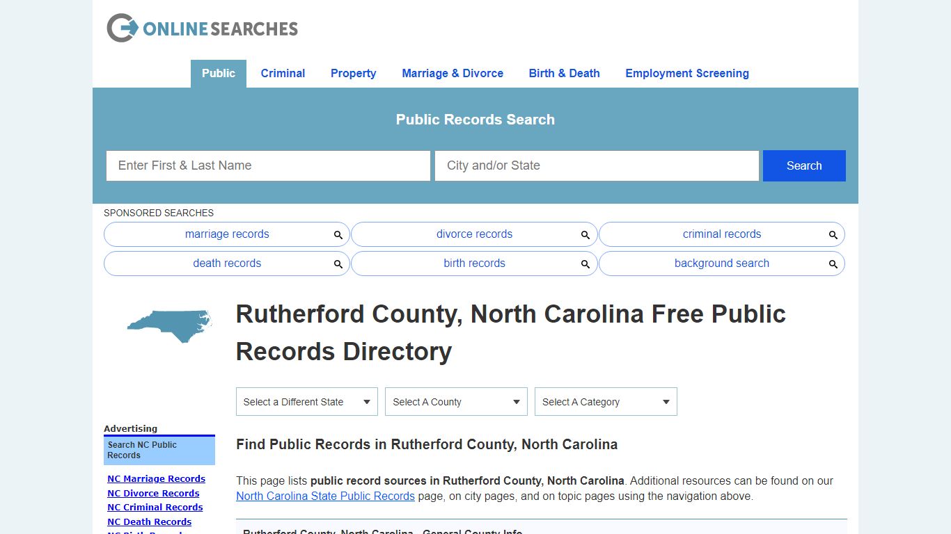 Rutherford County, North Carolina Public Records Directory